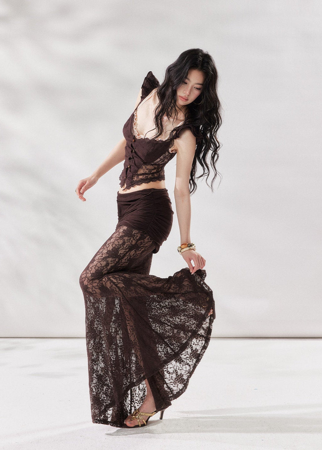 lace two piece set women, lace three piece set, mermaid skirt set women, elegant lace outfit women, black lace co ord set, summer evening outfit women, french style outfit women, bodycon lace set, feminine elegant outfit, luxury summer outfit women, chic lace set women, modern evening wear women, stylish matching set women, trending co ord set women, refined lace outfit