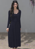 Soft mist beige cropped cardigan with delicate lace neckline detailing