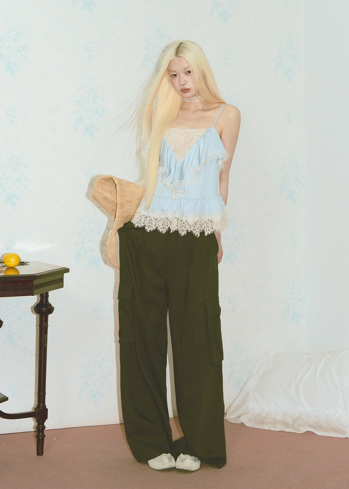 drapey straight leg pants, loose summer pants, lyocell linen pants, commuter casual pants, Korean feminine pants, relaxed wide leg pants, solid color trousers, summer straight leg pants, lightweight casual pants, versatile women pants, soft drape trousers, olive green pants, vacation pants women, casual commuter outfit, simple summer bottoms