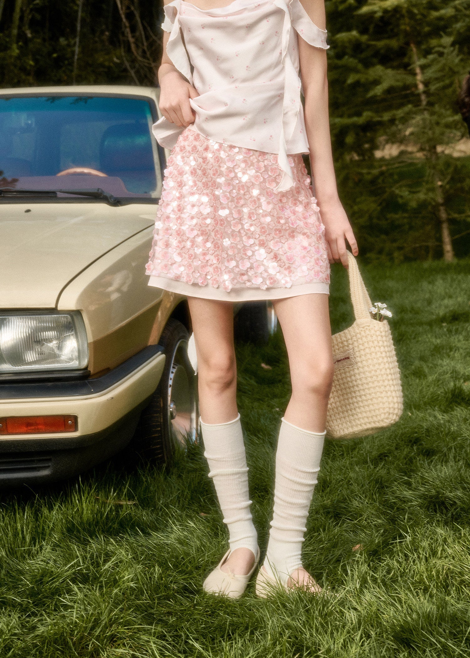 Dressy baby pink two-piece set for women