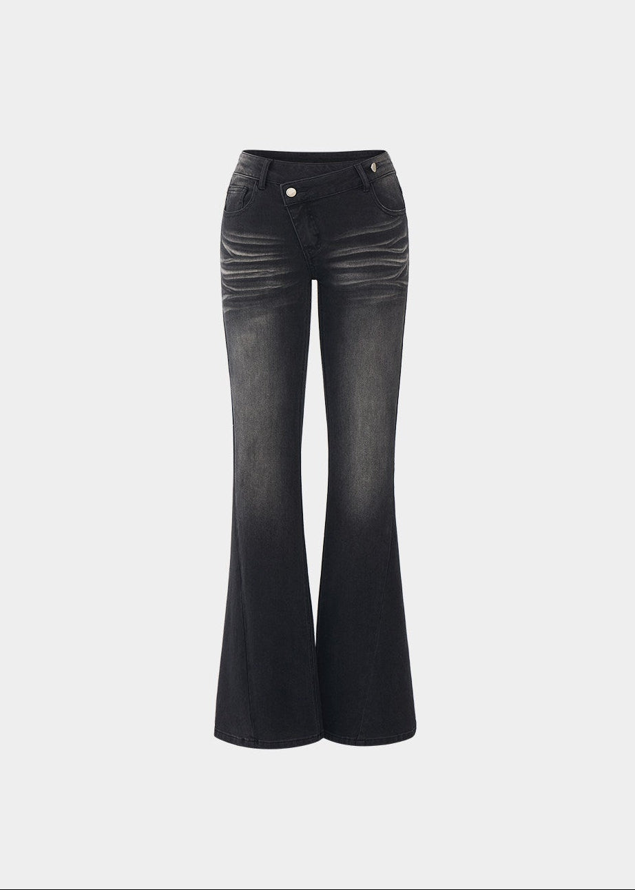 vintage flared jeans, slim flared jeans, women flare denim pants, Korean style jeans, feminine flared jeans, summer denim pants, vintage blue jeans women, black flare jeans women, leg lengthening jeans, slim fit denim trousers, high waist flare jeans, casual chic jeans women, retro flare pants, versatile women jeans, fitted flare denim
