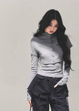 soft fall knit top, layered knit shirt, Korean style two-piece top, AOMALM knitwear, fall winter slim top, ribbed knit T-shirt, long sleeve layered tee, Korean fashion top women, street style knit shirt, casual chic knitwear, semi-turtleneck top women, autumn slim fit shirt, trendy Korean outfits, stretch knit top women, ribbed two-piece illusion top, winter layering tops, stylish knit T-shirt women, neutral gray knit outfit, daily Korean look, feminine knit top