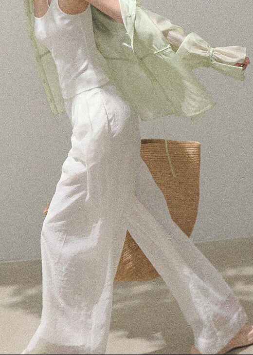 oakmoo pants, mesh wide leg pants, ivory wide leg pants, korean minimal fashion, resort pants women, loose straight leg pants, drapey summer pants, quiet luxury pants, lightweight summer trousers, old money style pants, airy vacation pants, relaxed wide leg pants
