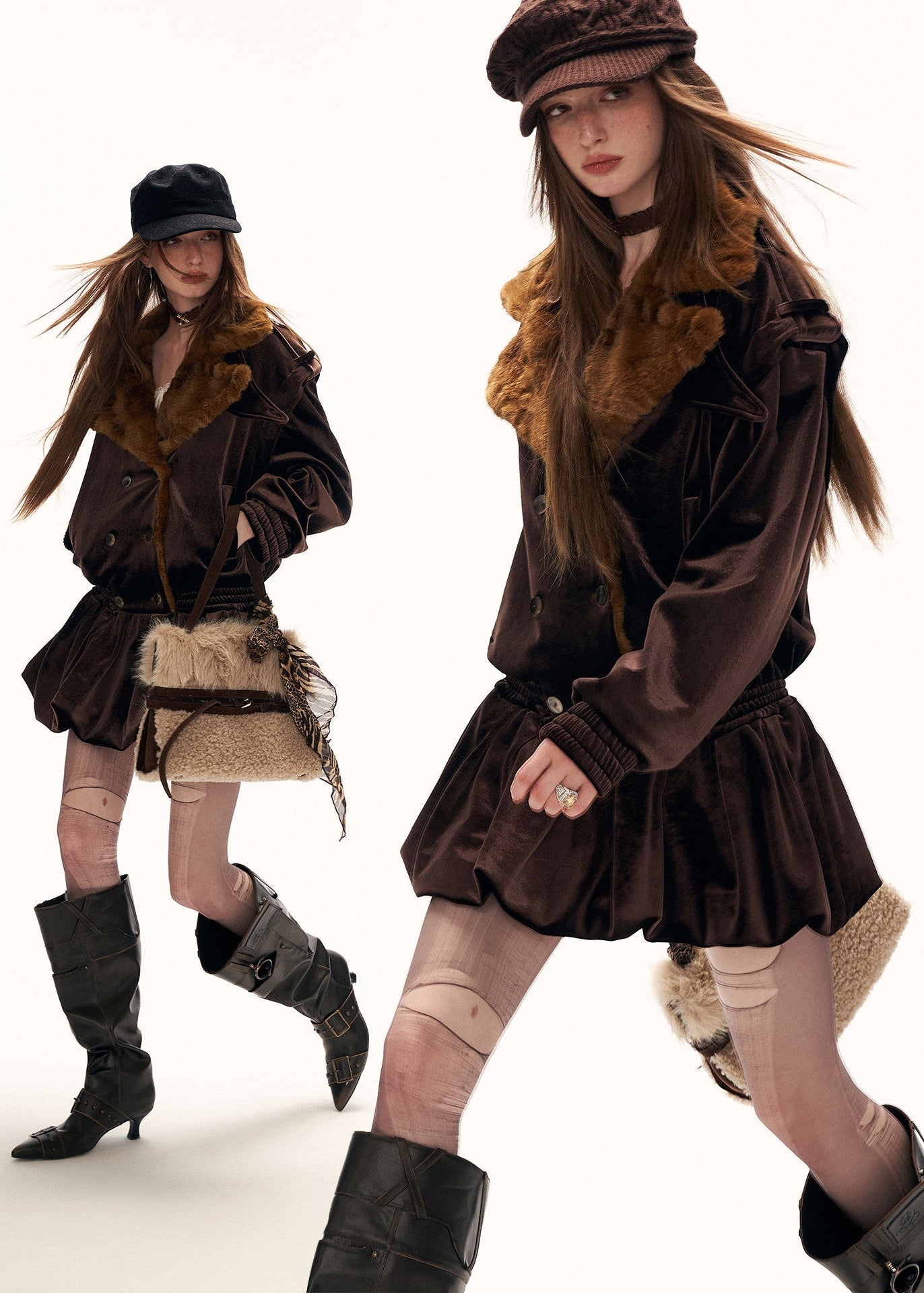 fleece jacket dress women, flower hem jacket skirt, y2k jacket dress, retro winter dress women, waist defined fleece coat, high fashion winter outfit, street style jacket dress, trendy fleece dress women, premium winter fashion women, mamc dress style, sculpted hem jacket, fashion mini coat dress, autumn winter statement dress, y2k streetwear women, high end casual dress