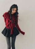 women knit sweater set, shawl collar sweater women, korean minimal knit, collegiate style sweater, winter knit top women, layered knit set, short sweater women, refined casual knit, elegant daily wear women, premium knitwear women, soft feminine sweater, two piece knit outfit, modern women sweater, aomalm knit style, minimal winter top
