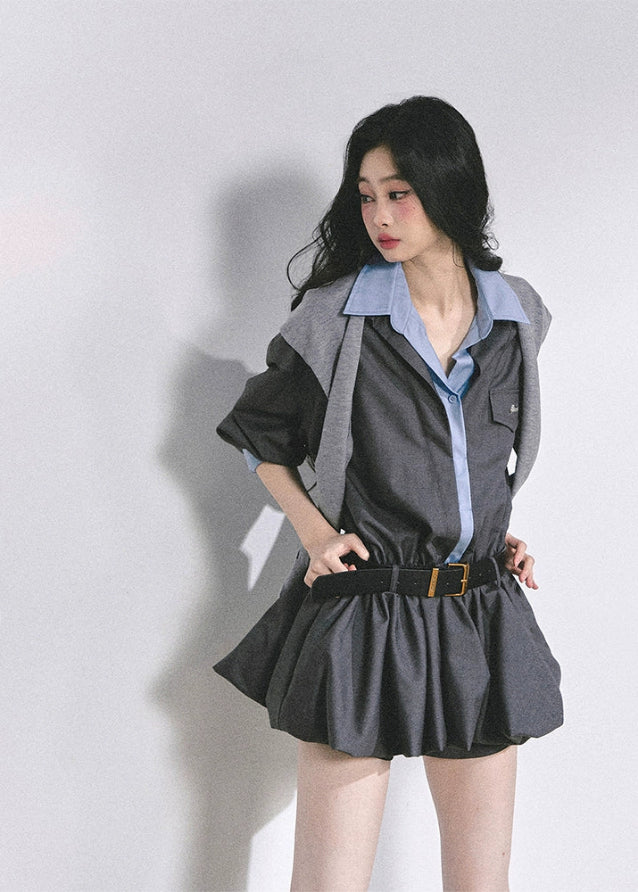 korean plaid dress, two piece set women, korean preppy outfit, hepburn style dress, autumn mini skirt set, belted plaid outfit women, seoul fashion 2025, korean chic preppy look, vintage school girl outfit, trendy korean clothing, blue check dress, elegant french plaid outfit, waist slimming short dress, korean matching set women, nom alm fashion