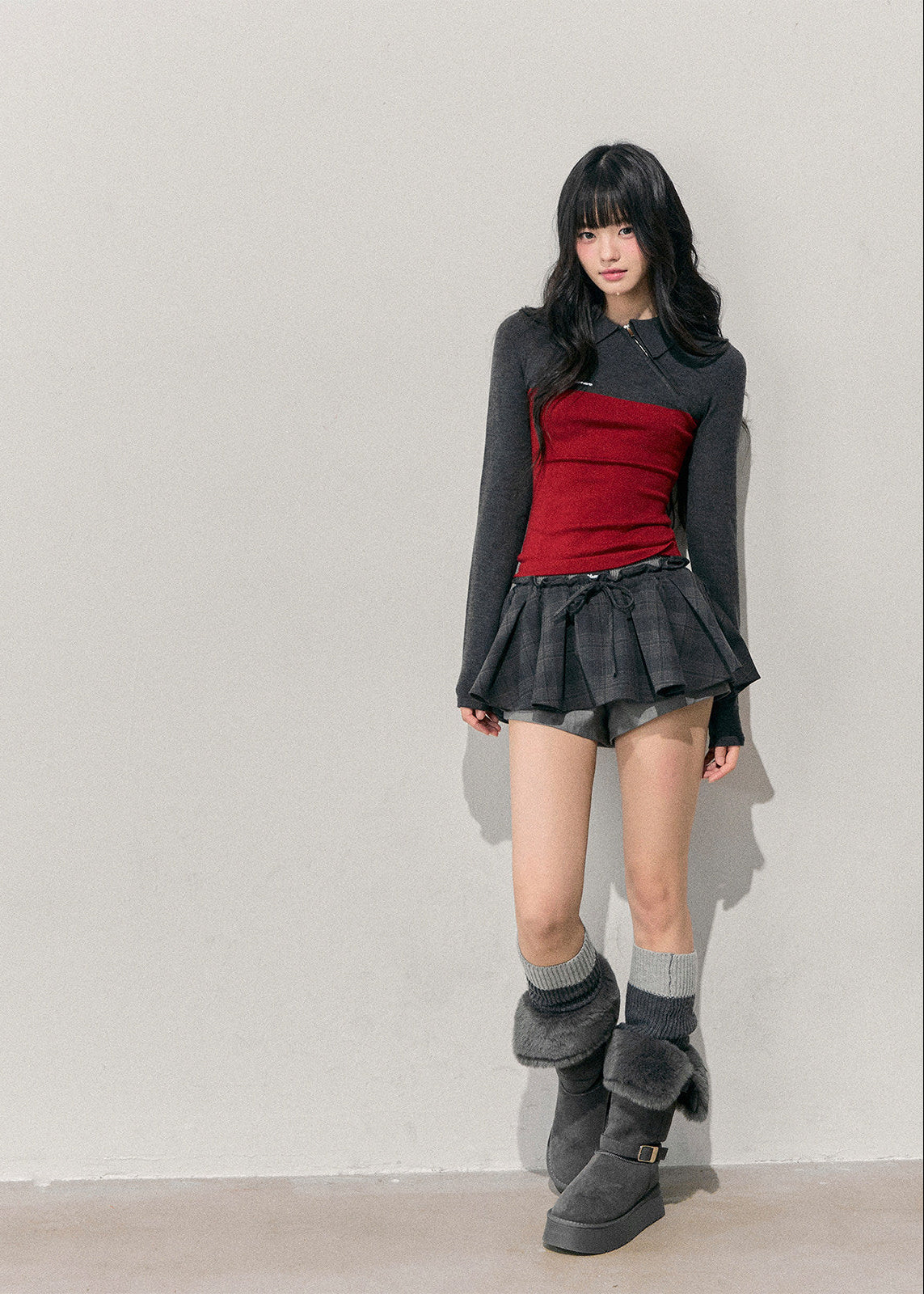 women knit top, slim polo top, long sleeve knit shirt, korean style top, feminine knitwear, autumn winter top, polo collar knit, slimming top women, stretch knit shirt, casual knit top, soft feminine top, layered winter top, everyday knitwear, stylish women top, minimal knit top, korean fashion women, fall winter clothing, waist slimming top, modern knit shirt, chic knit top