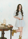 belted shirt dress, French shirt dress, lyocell linen dress, A-line mini dress, feminine Korean dress, button front dress, summer shirt dress, light blue dress, white shirt dress, waist cinching dress, elegant casual dress, vacation dress women, café date dress, soft summer dress, Korean feminine fashion