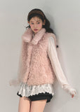dream faux fur vest, korean sweet winter vest, soft feminine gilet, reversible plush vest, fluffy winter layering top, AOMALM vest, girly winter outfit, soft pastel fur vest, cozy faux fur jacket women, korean fashion winter 2025, cute fluffy vest, warm layering piece, sweet girly aesthetic clothing, winter plush outerwear, faux fur sleeveless jacket, kawaii winter fashion, fluffy reversible vest women, soft texture vest outfit