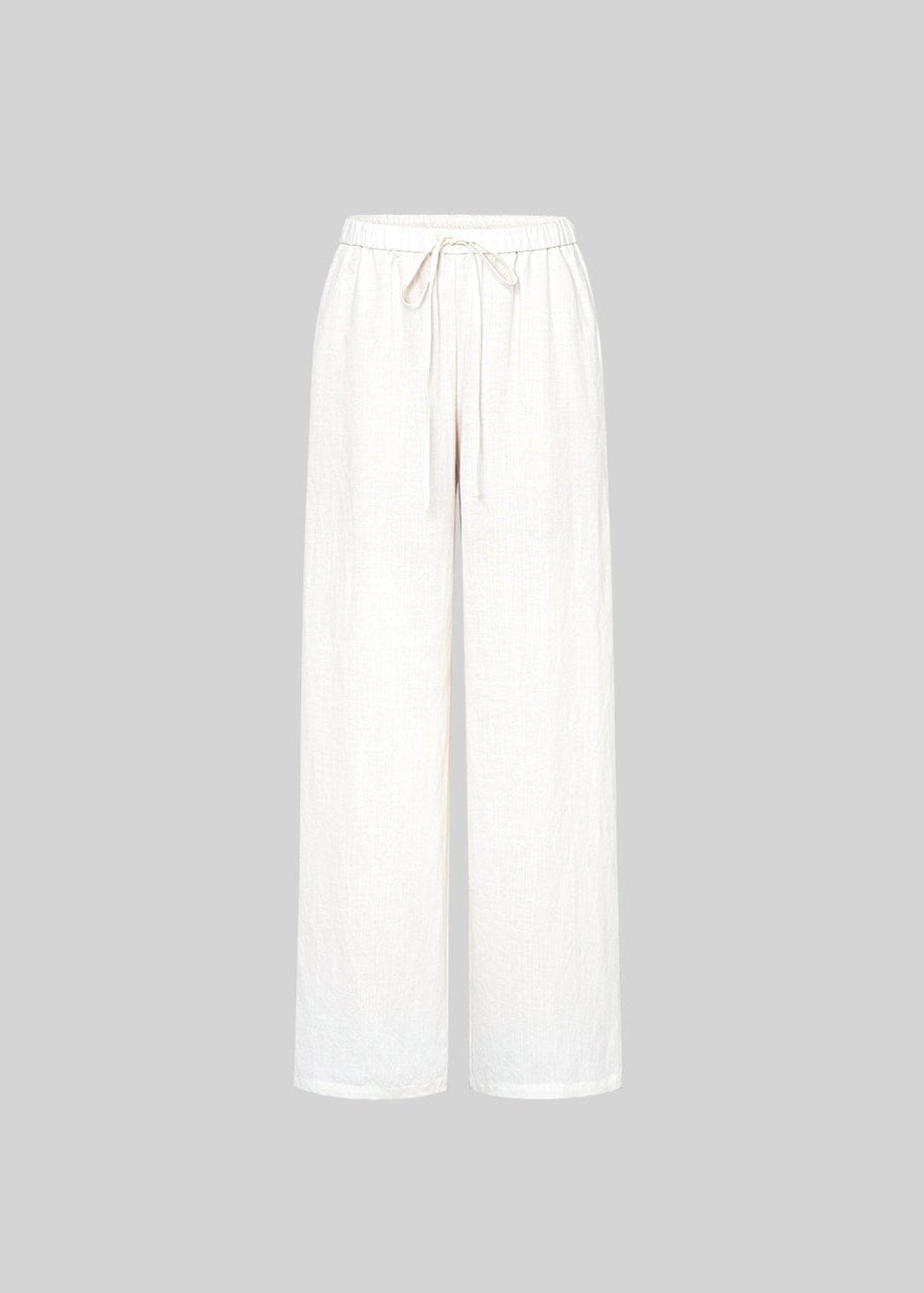 white wide leg pants, drawstring pants women, straight leg pants women, lyocell linen pants, relaxed commuter pants, white casual trousers, draped wide leg pants, summer white pants, feminine Korean fashion pants, minimal wide leg trousers, vacation outfit pants, soft lounge pants women, full length white pants, relaxed fit trousers, elegant casual pants