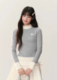Korean soft knit sweater, bunny embroidery sweater, rabbit embroidered top, imitation mink sweater, women’s semi-turtleneck knit, soft glutinous knitwear, Korean feminine style sweater, winter warm knit top, cute rabbit sweater Korea, UMOUUMO knitwear, soft girl aesthetic top, cozy winter layering sweater, slim fit warm knit for women, kawaii Korean sweater