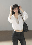 White lace layered shirt with relaxed silhouette