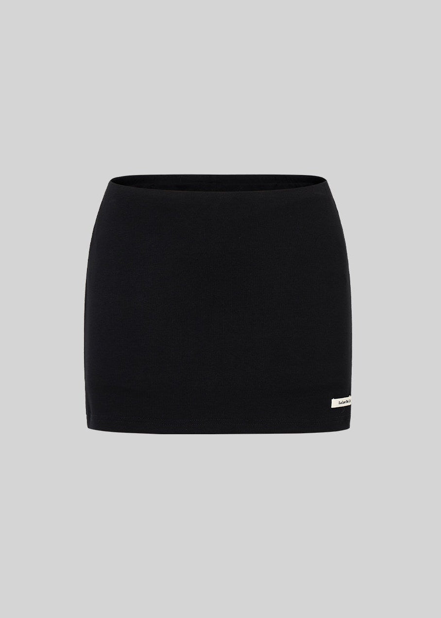 Women’s black cropped mock-neck top and mini skirt matching set