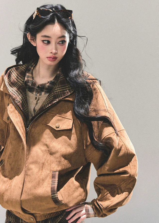 AOMALM jacket, Hepburn style coat, Korean winter jacket, plaid hood padding, feminine winter coat, padded jacket women, vintage plaid jacket, winter warm coat, hooded padded outerwear, Korean fashion 2025, soft padded jacket, cozy winter top, aesthetic winter outfit, dawn jacket, brown plaid coat, warm hooded jacket, Korean streetwear outerwear, stylish winter padding, warm feminine coat, A-line winter jacket