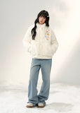 umoumo floral embroidery coat, embroidered fleece jacket women, korean cute fur jacket, stand collar fur coat, winter fuzzy jacket women, feminine korean style outerwear, soft warm sherpa coat, knitted panel embroidery jacket, kawaii winter coat, cozy floral fur jacket, pastel korean jacket, winter fashion 2025 women
