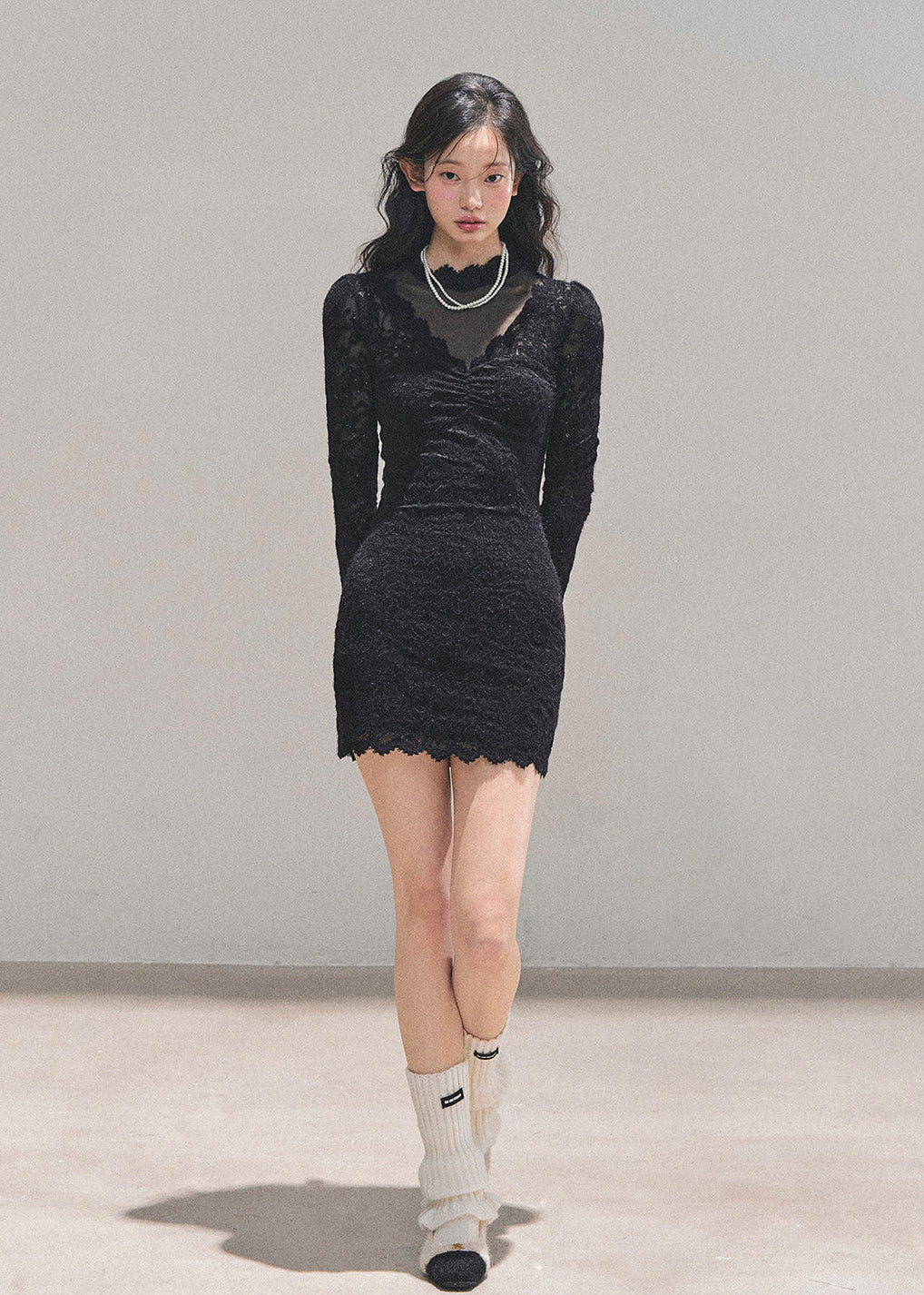 full moon lace dress, winter lace dress women, French lace bodycon dress, AOMALM dress, elegant black lace dress, sexy winter dress, long sleeve lace dress, V-neck lace dress, feminine holiday dress, ruched lace dress, slim bodycon dress winter, Korean feminine dress, date night lace dress, sexy black dress winter, lace flare sleeve dress, cold season party dress, winter outfit ideas women