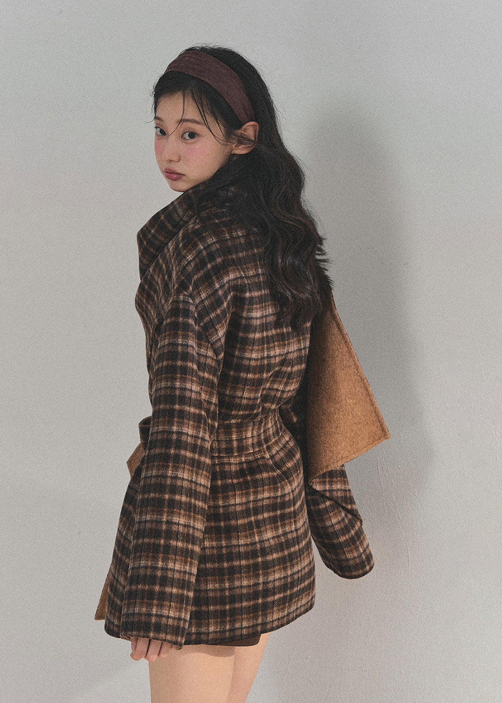 winter wool coat, reversible wool coat, Korean style coat, AOMALM coat, tartan wrap coat, plaid winter jacket, feminine winter coat, wool cape coat, oversized shawl coat, Korean fashion outerwear, winter wrap coat, reversible tartan jacket, warm wool jacket, elegant winter coat, aesthetic Korean outfit, winter fashion women, wool blend coat, Korean girl style coat, trendy winter coat women, autumn winter outerwear