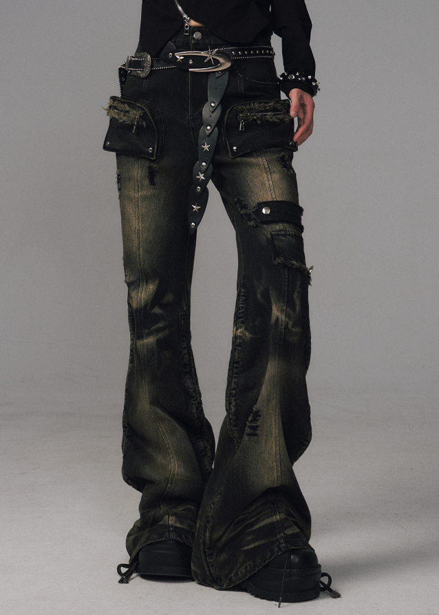 punk flare jeans women
vintage washed bootcut denim
grunge pocket denim pants
raw hem flare jeans
dark streetwear pants women
utility cargo flare jeans
y2k punk denim trousers
distressed drawstring jeans
wide leg bootcut pants edgy
Frustration Garden denim
