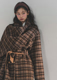 winter wool coat, reversible wool coat, Korean style coat, AOMALM coat, tartan wrap coat, plaid winter jacket, feminine winter coat, wool cape coat, oversized shawl coat, Korean fashion outerwear, winter wrap coat, reversible tartan jacket, warm wool jacket, elegant winter coat, aesthetic Korean outfit, winter fashion women, wool blend coat, Korean girl style coat, trendy winter coat women, autumn winter outerwear