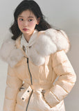 snow pontoon jacket, Korean winter down coat, AOMALM down jacket, imitation fur collar jacket, white duck down women, warm puffer coat winter, feminine winter jacket, Korean style puffer, fur trim down coat, ribbon waist puffer, winter fashion Korea, soft fur collar coat, stylish warm down jacket, lightweight duck down coat, women’s winter outerwear, A-line winter puffer, belted down jacket women, cozy winter coat Korean style, puff sleeves down jacket, luxury winter jacket women