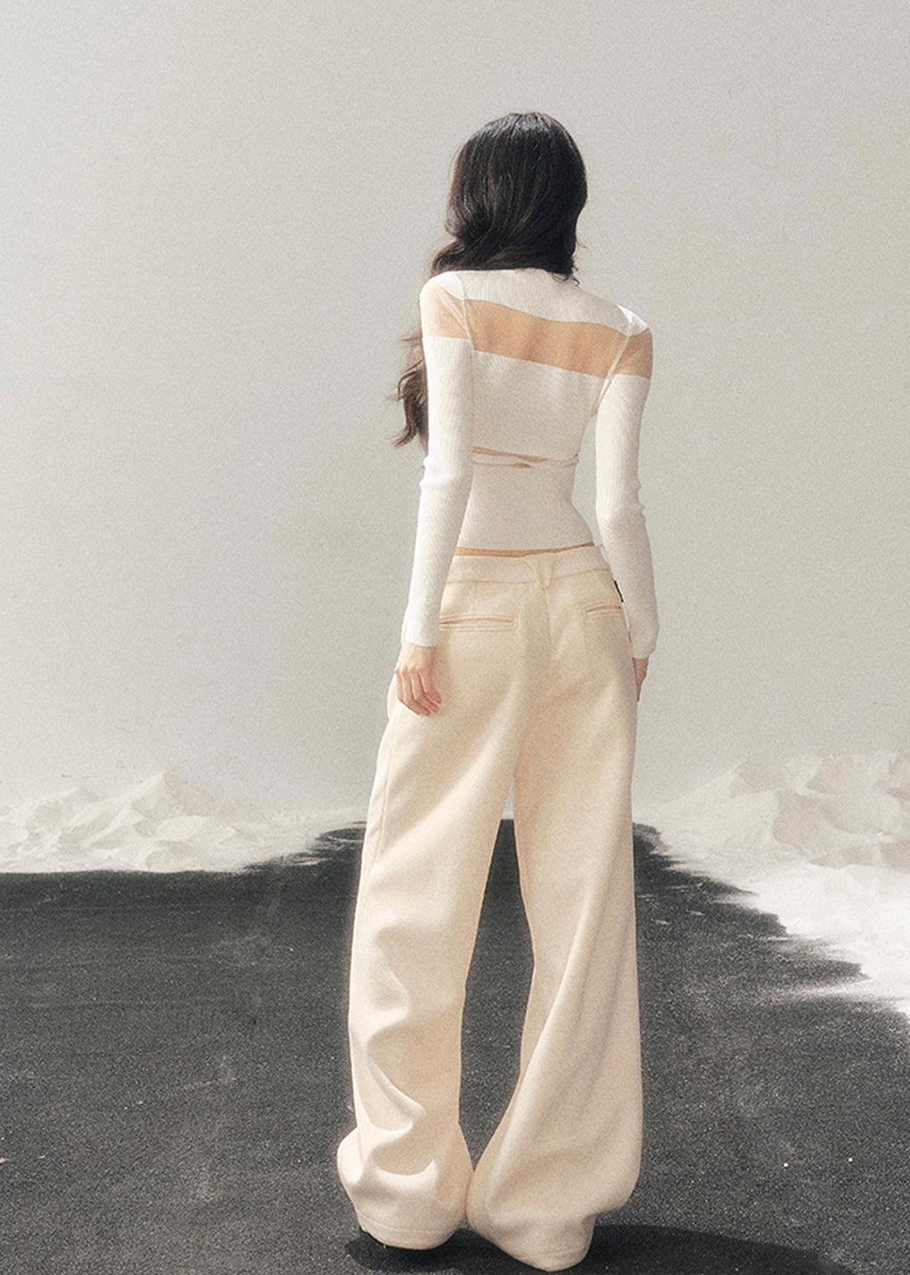 whispering of the night top, korean knit top, semi sheer knit, mesh panel knit shirt, slim fit winter top, women’s turtleneck knit, korean fashion top, elegant mesh knitwear, black mesh knit top, ivory mesh sweater, AOMALM top, winter slim knit shirt, long sleeve mesh top, feminine korean clothes, chic winter tops for women, aesthetic winter outfits, stylish knit base layer, hot girl knit top, soft stretch knitwear