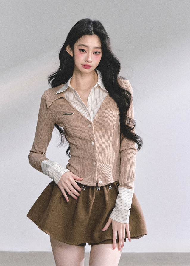 korean blazer shorts set, french british suit set women, autumn two piece blazer set, korean streetwear suit outfit, chic brown suit women, office style korean fashion, pleated culotte suit set, hepburn style blazer outfit, elegant two piece set women, seoul fashion brown suit, vintage french blazer look, korean professional outfit women, brown jacket mini skirt set, modern chic korean suit, high end autumn fashion set