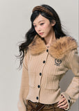 AOMALM cardigan, Korean knit cardigan, fur collar cardigan, hooded knit jacket women, feminine winter cardigan, soft girl knitwear, Korean winter fashion, faux fur collar sweater, slim fit cardigan women, cozy winter knit, cute hooded sweater, Korean aesthetic clothing, women’s winter knit top, feminine layered cardigan, soft winter outfit
