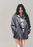 fake two piece blazer women, hooded preppy blazer, minimalist layered jacket, autumn winter preppy coat, oversized silhouette blazer, korean preppy fashion, hooded faux layer top, fw25 womens outerwear, casual campus blazer, layered street jacket
