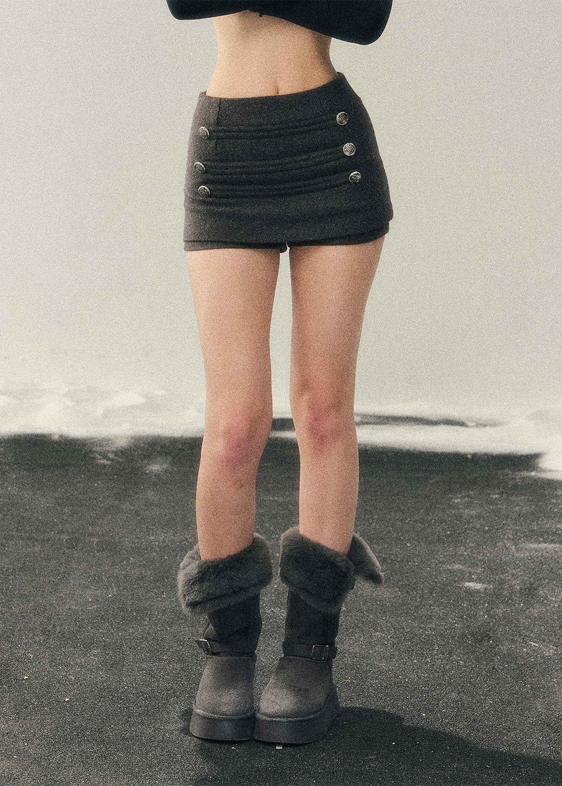 AOMALM skirt, wool mini skirt women, Korean winter skirt, A-line wool skirt, culotte mini skirt, high waist winter skirt, feminine wool skirt, slim fit mini skirt, Korean aesthetic clothing, winter short skirt women, hip hugging skirt, soft wool skirt, button detail mini skirt, autumn winter skirt, Korean fashion women, elegant mini skirt