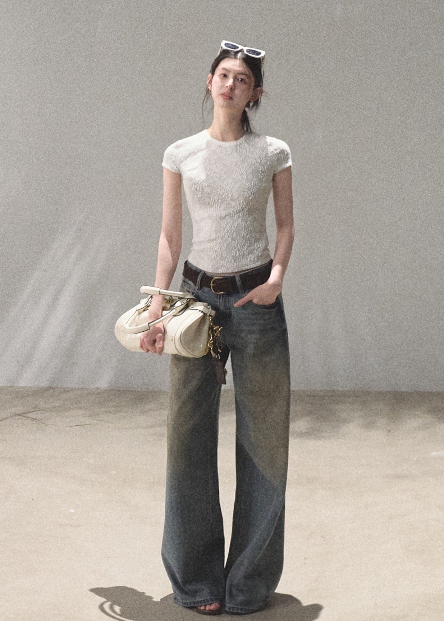 oakmoo top, lace patchwork top, short sleeve lace top, korean minimal fashion, slim fit summer top, floral lace t-shirt, white lace tee women, stretchy lace top, quiet luxury casual top, feminine summer top, refined everyday outfit, korean summer outfit