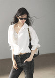 White lace layered shirt with relaxed silhouette