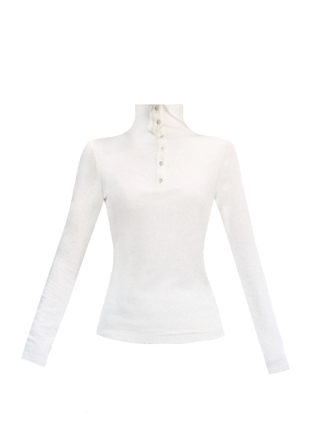 Fragileheart turtleneck top, slim long sleeve shirt, minimalist Korean fashion, quiet luxury womenswear, high neck base top, pastel noir aesthetic, elegant winter outfit, ivory and grey knitwear, modern feminine style, K-fashion 2025, chic commuter outfit, soft ribbed turtleneck, refined Korean fashion, luxury basic top
