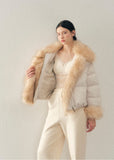 white duck down jacket, fur collar down jacket, women winter down coat, korean style down jacket, feminine winter jacket, short down jacket women, warm winter coat women, plush fur collar jacket, luxury winter outerwear women, soft aesthetic winter coat, padded winter jacket women, aomalm winter jacket, cozy down jacket women, elegant winter coat, fashion down jacket