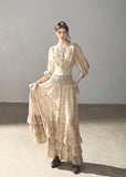 Romantic lace top and long skirt two-piece set