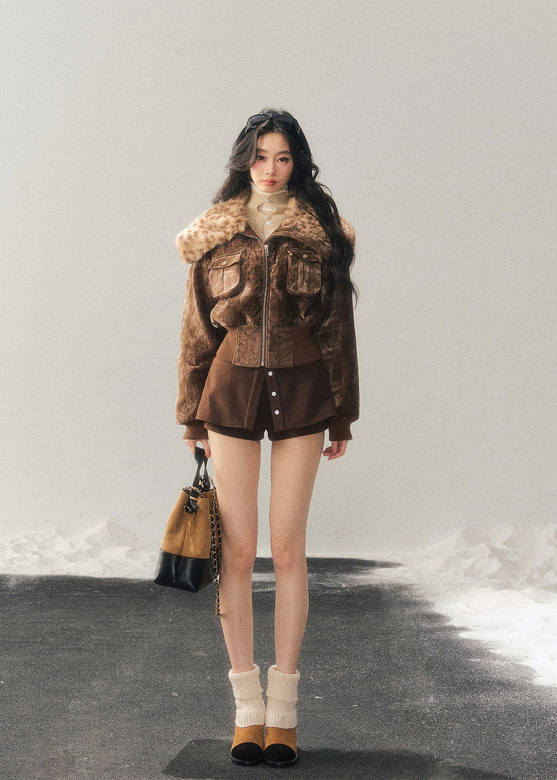 AOMALM jacket, leopard cropped jacket, Maillard jacket women, faux fur winter jacket, Korean style jacket, cropped winter jacket women, plush fur jacket, leopard print jacket women, winter streetwear jacket, feminine cropped jacket, warm winter top women, Korean fashion winter, trendy cropped jacket, soft girl winter jacket, autumn winter outerwear women, stylish winter jacket, Korean aesthetic coat