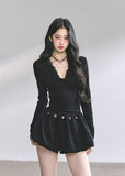AOMALM lace top, long sleeve V-neck top women, slimming lace T-shirt, Korean feminine top, hot girl long sleeve top, autumn slim fit top, lace detail shirt women, soft stretch long sleeve, elegant V-neck top, Korean aesthetic clothing, fitted women’s top, lightweight fall top, feminine lace blouse, layering long sleeve top