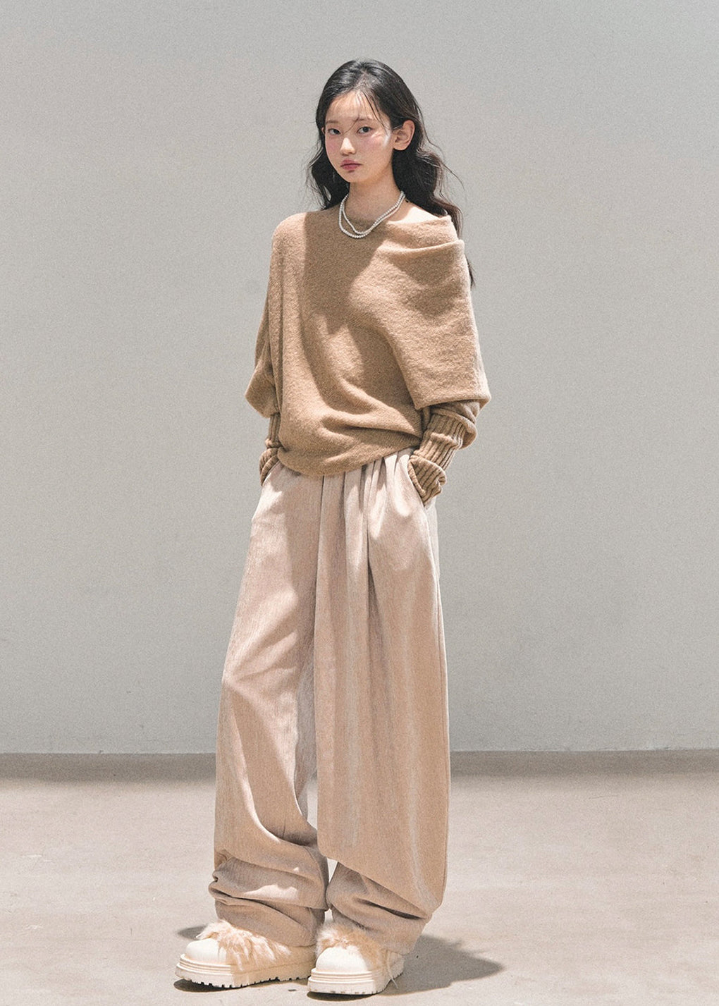 AOMALM pants, winter wide-leg pants, plush trousers women, BF style pants, Korean fashion pants, fleece wide-leg trousers, straight-leg winter pants, cozy winter bottoms, oversized pants women, soft plush pants, warm winter trousers, casual wide-leg pants, Aomalm winter collection, streetwear wide-leg pants, high-waist winter trousers, relaxed fit pants women, loose winter pants, beige wide-leg pants, black plush pants, winter fashion women.