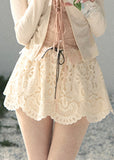 aomalm skirt, openwork mini skirt, floral lace skirt, french style mini skirt, feminine korean skirt, cotton summer skirt, puff mini skirt, embroidered mini skirt, romantic summer skirt, scalloped hem skirt, cute korean outfit, flower cutwork skirt