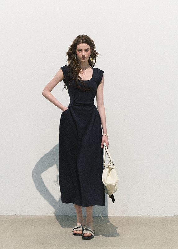 oakmoo dress, white tank dress, a-line summer dress, waist cinching dress, korean minimal dress, elegant summer dress, white vacation dress, short white dress, long white dress, refined tank dress, quiet luxury dress, feminine summer outfit
