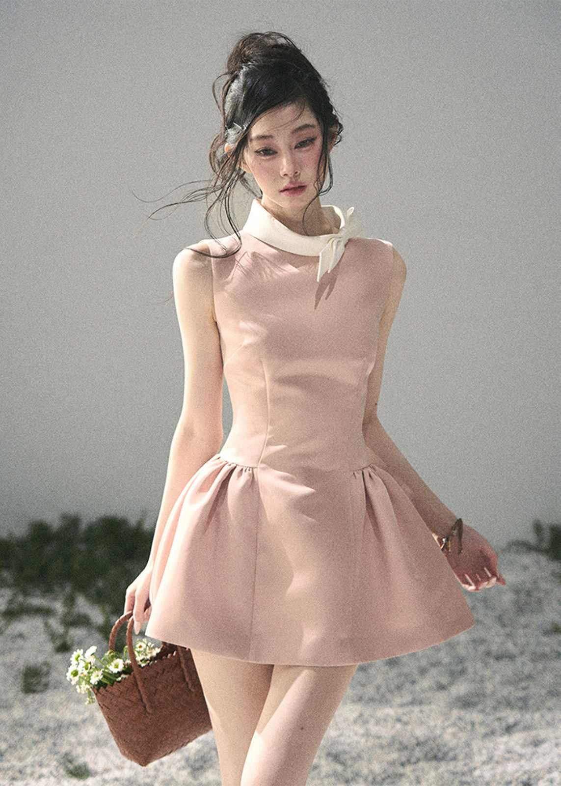 AOMALM satin mini dress women, French romantic puff skirt dress, feminine knot collar mini dress, Korean elegant spring flare dress, quiet luxury romantic outfit, Parisian inspired satin skater dress, refined feminine mini dress style, romantic Korean French aesthetic clothing, lightweight spring satin dress, elegant flared mini dress women, soft luxury womenswear dress, rich girl aesthetic mini dress, luxury Korean designer inspired dress, delicate feminine spring fashion