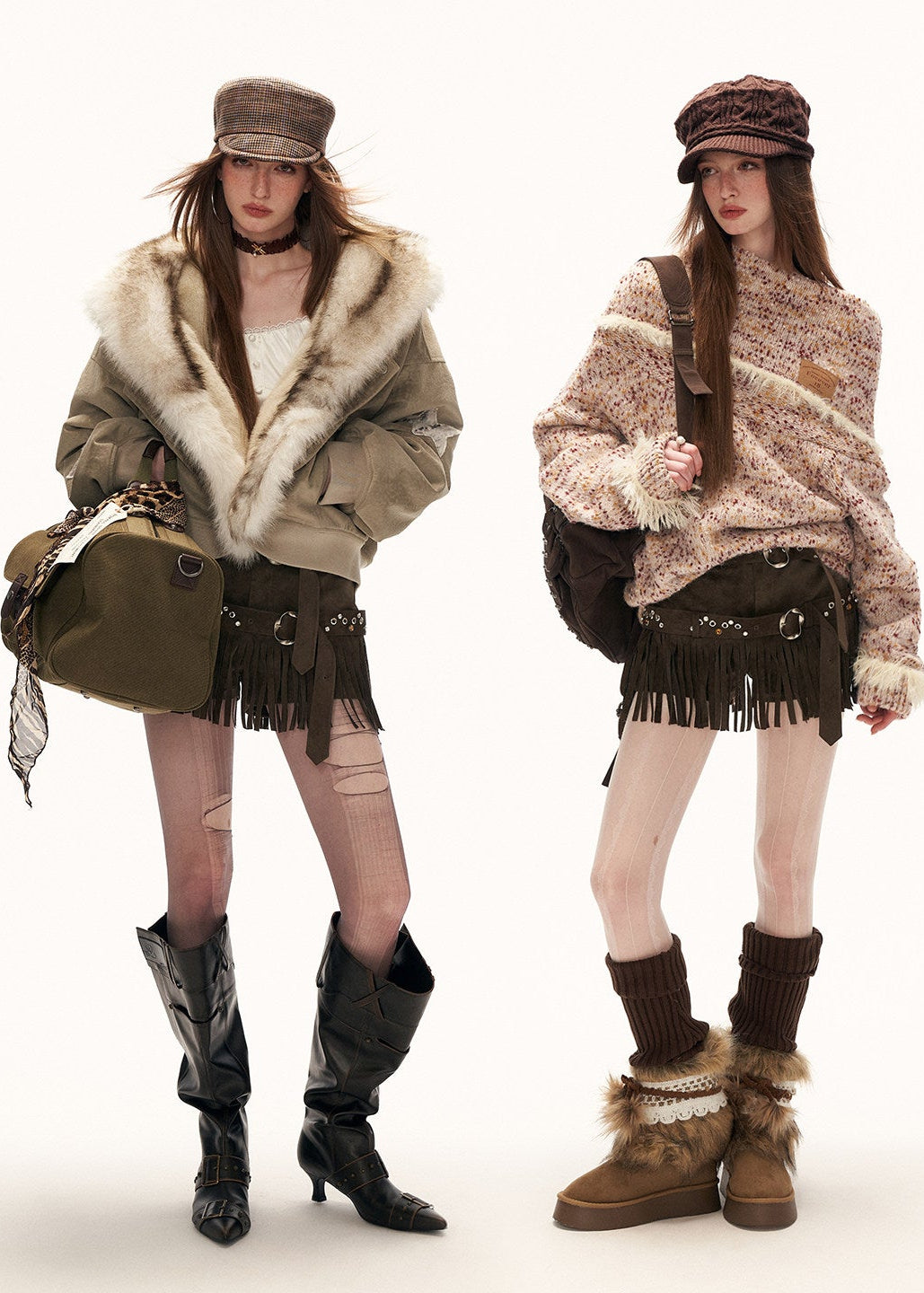 suede fringe shorts women, western style shorts women, y2k mini shorts, high fashion suede shorts, brown fringe shorts, street style shorts women, autumn winter fashion shorts, statement mini slacks, trendy suede bottoms, mamc shorts style, unique design shorts, fringe detail shorts, y2k streetwear women, premium women shorts, fashion western shorts