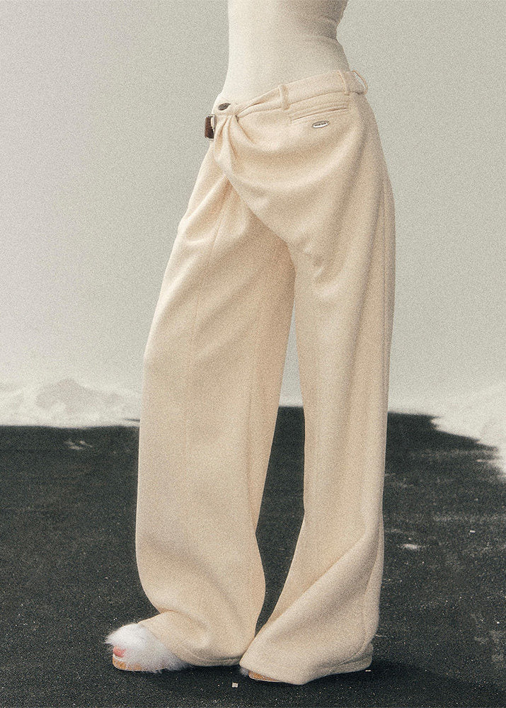 AOMALM winter pants, Korean fleece trousers women, wide-leg winter pants, belted fleece pants, Korean style winter trousers, soft fleece pants women, high waist wide pants, cozy winter bottoms, feminine wide-leg pants, Korean aesthetic clothing, winter casual trousers, relaxed fit winter pants, minimalist winter wear, soft drape trousers women, warm fleece pants