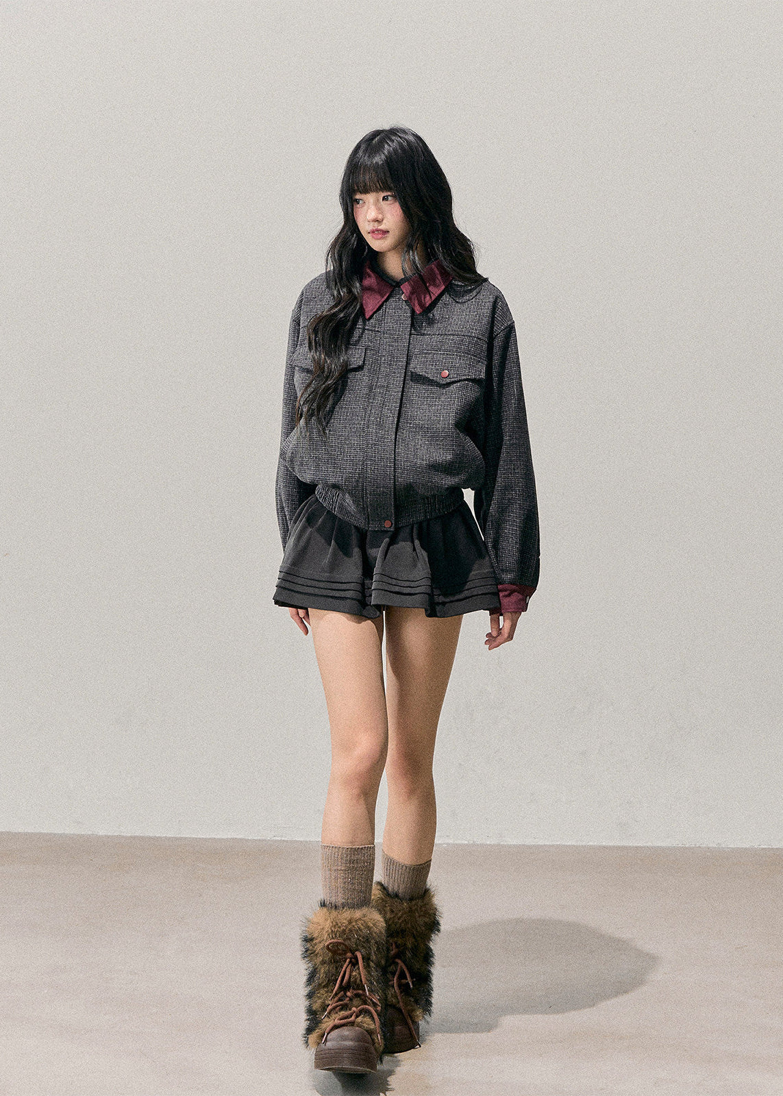 AOMALM wool set, Korean feminine two piece set, Hepburn style wool jacket, wool skirt suit women, Korean winter outfit women, pleated mini skirt set, wool co ord set women, autumn winter wool suit, feminine Korean fashion, soft girl winter outfit, tailored wool jacket women, elegant winter two piece set, Korean aesthetic clothing, women’s wool skirt set, classic feminine winter look, chic Korean outfit