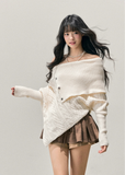 snow country sweater, one shoulder knit, Korean twist sweater, asymmetrical knit top, winter feminine knit, soft Korean fashion, AOMALM sweater, off shoulder winter top, twist cable knit, Korean girl aesthetic outfit, soft girl winter top, French knit sweater, irregular knit design, cozy winter knit, elegant off shoulder top, trendy Korean knitwear, winter twist pullover, romantic knit sweater, feminine winter outfit, AOMALM winter collection