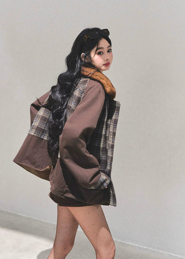 soft memoir knit blouse, korean knit top, feminine knit shirt, layered collar knit, plaid collar blouse, autumn winter knitwear, slim fit knit top, AOMALM top, korean fashion 2025, girly knit blouse, two tone knitwear, elegant knit long sleeve