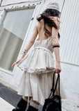 jnylon two piece set, halter skirt set, korean fashion set, white peach outfit, romantic summer set, sequin halter top, feminine skirt set, stylish korean outfit, textured two piece dress, summer occasion outfit, dreamy halter set