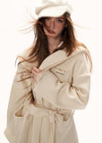 double layer coat women, oversized lapel jacket, y2k winter coat women, fluffy strap coat, high end women outerwear, foreign style jacket women, loose fit winter jacket, statement winter coat, trendy winter outerwear, mamc coat style, belted winter jacket, premium fashion coat women, modern street coat, layered design jacket, y2k fashion outerwear