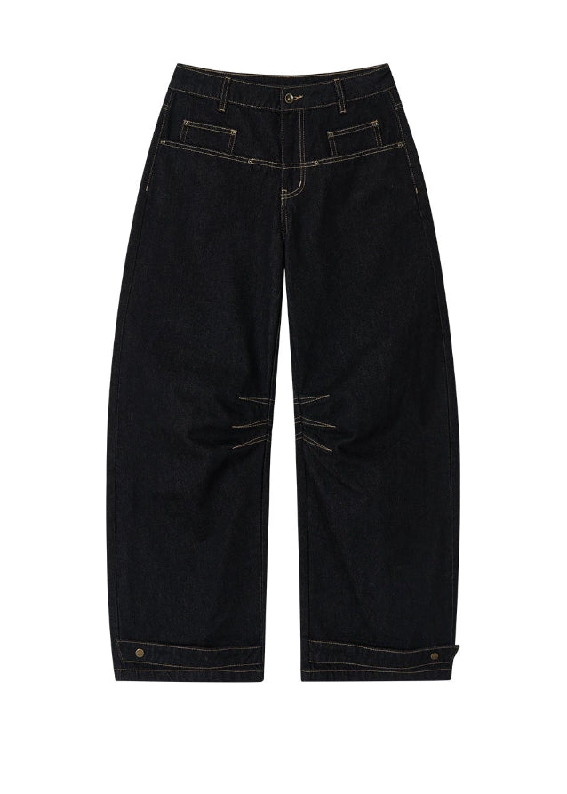 VIA PITTI jeans, heavy primary denim, wide-leg jeans women, Y2K street denim, oversized jeans women, raw indigo pants, vintage straight wide jeans, fall winter wide denim, model-off-duty jeans, Korean Y2K loose pants, VIA PITTI wide leg bottoms