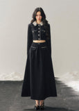 lace knit set women, french lace two piece set, winter skirt set women, korean minimal style set, elegant women outfit, refined knitwear women, lace trim top skirt, feminine winter set, premium women knit set, modern elegant outfit women, aomalm style set, classic black skirt set, understated luxury women clothing, winter two piece outfit, minimal chic women set