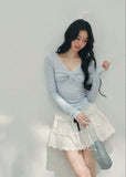 backless lace top women, floral lace spring blouse, sheer long sleeve lace top, aomalm lace style, feminine spring outfit women, pure desire lace top, romantic backless blouse women, elegant spring layering top, lightweight lace t shirt women, korean french style clothing, delicate bow lace top, modern women spring blouse, refined casual lace top, soft feminine long sleeve, understated luxury lacewear